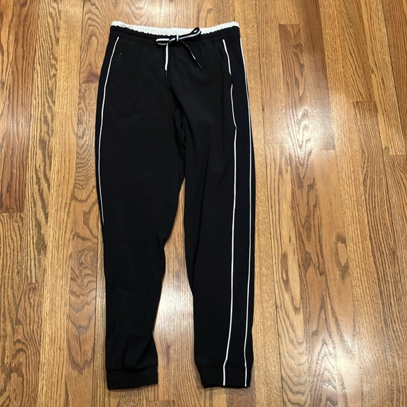 Athleta | EUC Brooklyn Luxe Black With White Stripes Joggers Drawstring Sz 0 - Picture 7 of 7